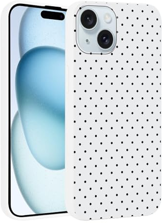 Yirlbey Gepunktet Handyhülle für iPhone 15 Plus Hülle 6,7, Aesthetic Schwarz Polka Dot Muster Motiv Design für Mädchen Schutzhülle Weiche Bunt Weiß Silikon TPU Bumper Ultra Dünn Bumper Case, Punkte