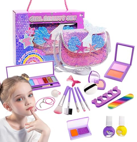 Make-up-Set – Wasserlösliches Make-up mit Etui | Set mit Lippenstift und Lidschatten – für Enkelin, Schwester, Klassenkameradin, Geburtstag, Weihnachten, Neujahr