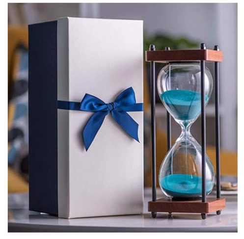 Horloge en verre de 30 minutes, horloge sable, artisanat, décoration for la maison, l'étude, le bureau, cadeau créatif(Blueblue Cyan)