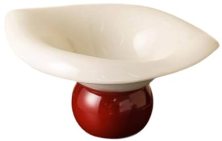 Bol Piédestal, Bol sur pied décoratif rond, collations à pain, fête de fruits, rouge blanc(Red White)