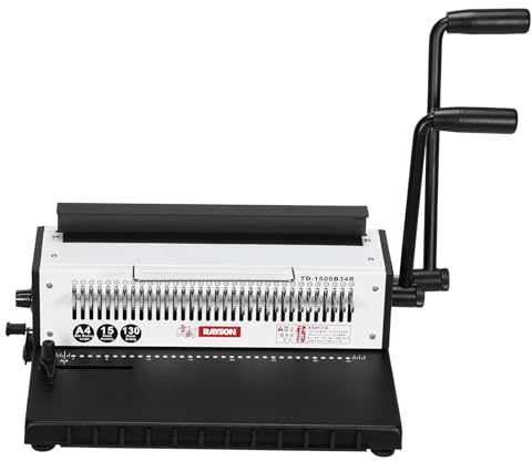 CliffofLove Wire Binding Machine Punch 15 Sheets/Bind 130 Sheets Iron Ring A4 Paper Binder Tool 34-Hole Manual Punching Machine for Home & O