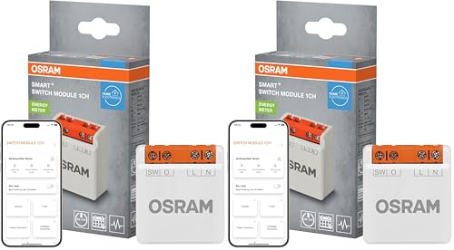 OSRAM SMART+ WiFi Schaltmodul 1 Kanal, 8A Schaltleistung, Energiezähler, Smart Home, Alexa kompatibel, Weiß (Packung mit 2)