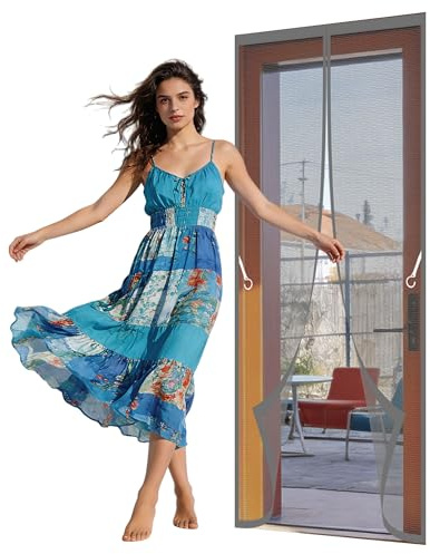 Moustiquaire Porte Fenetre Magnetique 78 x 215 cm avec Fermeture Automatique Rideau Anti Moustiques Aimanté Anti Poussière Idéale pour Balcons, Caves, Chambres, Gris