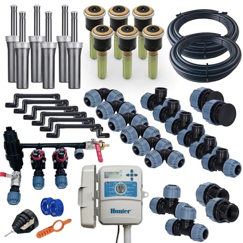 Hunter MP Rotator Bewässerungssystem - Druckreguliertes Komplettset für Rasenbewässerung - wassersparend & gleichmäßige Verteilung (10 x 20 m - Automatik)