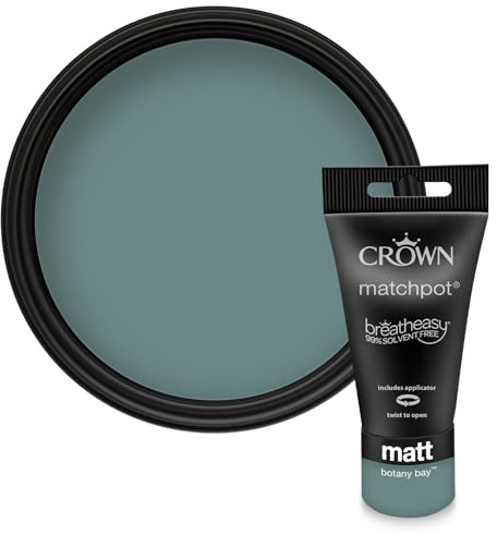 Crown WALLS & CEILINGS Mid Green Matt Paint Tester Pot - Sample 40ml | Try Botany Bay before you buy. See the true colour on your wall, in your own light. Low VOC, low odour, breatheasy