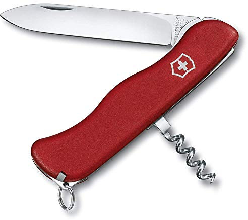 Victorinox Alpineer Couteau de Poche Suisse, Léger, Multitool, 5 Fonctions, Lame Fixe, Tire Bouchon, Rouge