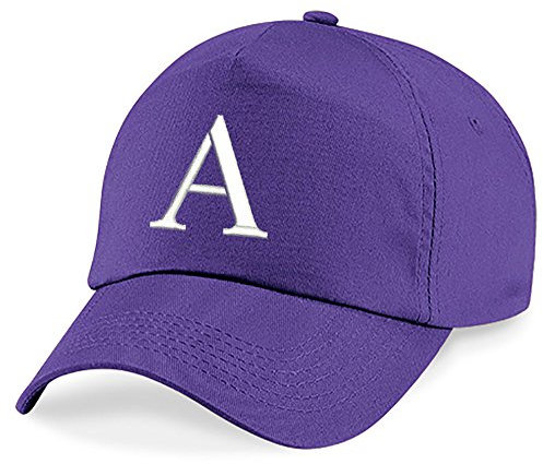 4sold Unisex Bindemütze Babymütze Jungen Mädchen Mütze Baseball Cap Lila Hut Kinder Kappe Alphabet A-Z (A)