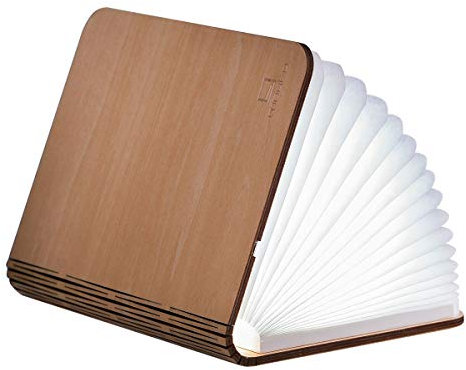 Gingko LED-Smartbook-Schreibtischleuchte mit natürlicher Holzoptik, wiederaufladbar mit Micro-USB-Ladegerät, Ahorn