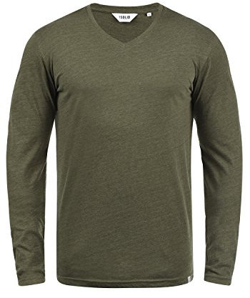 !Solid SDBeda Herren Longsleeve Langarmshirt Shirt mit V-Ausschnitt Baumwollmischung Regular fit, Größe:XL, Farbe:Ivy Green Melange (8797)