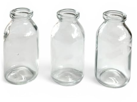 Glasvase 3er Set Bottle klein Ø 5 x 10,5cm | Glasflaschen KLAR | Kleine Blumenvase | Dekoration für Wohnzimmer | Kleine Glasflaschen für Deko