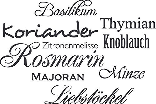 GRAZDesign Wandtattoo Küche Kräuter | Küchenaufkleber selbstklebend - 86x57cm / 073 dunkelgrau