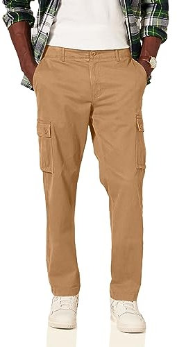Amazon Essentials Pantalon Cargo Stretch, Coupe Droite (Grandes Tailles Disponibles) Homme, Brun Kaki Foncé, 33W / 34L