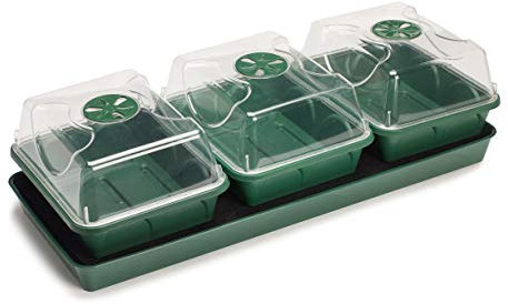 EarlyGrow MPL50033/P/C 3-Bay Windowsill Propagator with Capillary Mat and Tray (Self-Watering) 54.5 x 21.5 x 15 Centimetres - Green