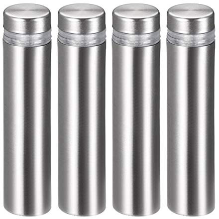 sourcing map 4 Stück Abstandshalter 12×53mm(Dia*H) Edelstahl Schilderhalter Werbeschraube Abstandsschrauben für Schilder Displays, Silber
