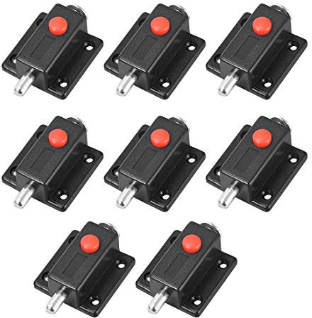 sourcing map Türriegelschloss, 5,1 cm Kunststoff-Schiebefassung, schlüsselloser Riegel mit Schalterknopf, 8 Stück (schwarz)