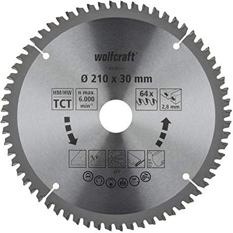 wolfcraft TC Cross and Mitre Cut Saw Blade, purple series I 6540000 I Fine, clean cuts