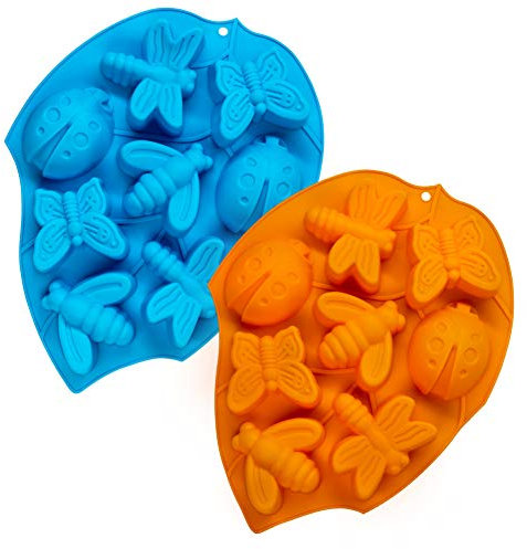 2 Stück 3D Silikon Backformen, CNYMANY 8-Cavity Insect Muffin Mould Küche Gebäck Backform für Fat Bomb Praline Cupcake Seife Kerze - Blau, Orange