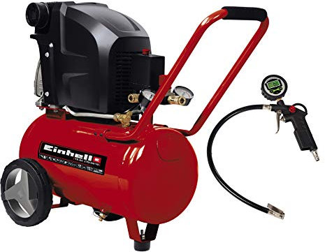 Einhell Kompressor TE-AC 270/24/10 (1.800 W, max. 10 bar, inkl. Druckminderer, 24 l-Tank, 2 Manometer & 2 Schnellkupplungen, inkl. Reifenfüllmesser)