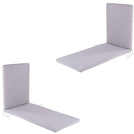 Pack 2 Cojines para Tumbona de Exterior Color Piedra, Medidas 196x60x5 cm, Repelente al Agua, Desenfundable, Funda de cojín con Relleno, Cojines Tumbona de jardín, Almohadones Tumbona de Piscina