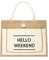 JOLLQUE Jute Strandtasche für Frauen, natürliche wasserdichte Sommer Pool Handtasche, Hallo Wochenendtrip, Picknick Tote Taschen mit Griff.(Klein Beige)