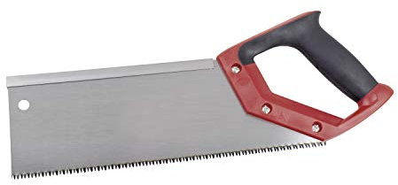 Ferrestock FSKCOS012 Serrucho de costilla con mango bimateria atornillado de 300mm con hoja metálica reforzada por la parte superior, ideal para cortar madera u otros materiales