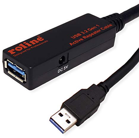 ROLINE USB 3.2 Gen 1 Aktives Repeater Kabel, schwarz, 15 m