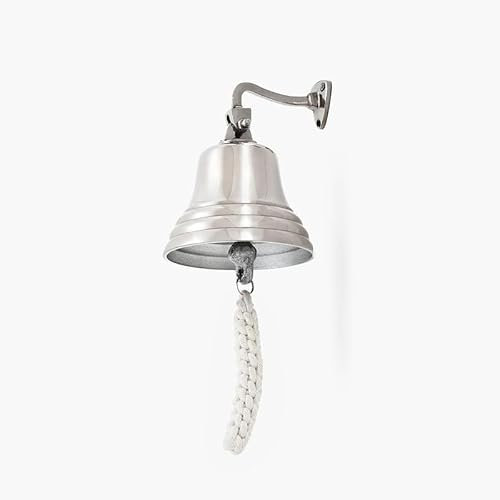 Assorted Collections Accesorios de Pub en casa - Timbre de Puerta montado en la Pared - Decoraciones náuticas - Campana Plateada única con Sonidos Fuertes y nítidos Pub (8 Pulgadas)