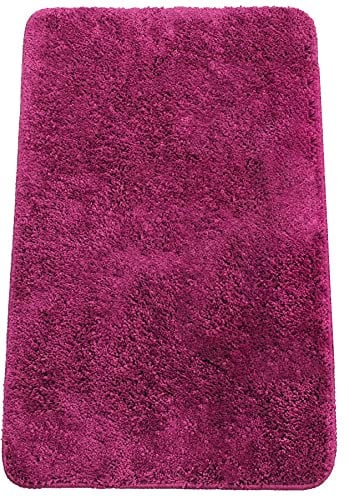 Brandsseller Badezimmerteppich 70x120 cm Badvorleger Badematte Badteppich rechteckig Chenille rutschfest saugstark maschinenwaschbar - Beere