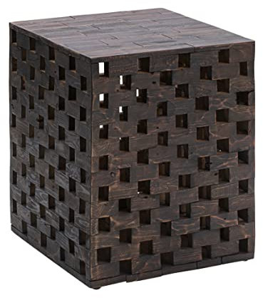 Amazon Aware Hocker und Pflanzenständer aus recyceltem Holz, in Schachbrett-Optik, für draußen, kakaofarben