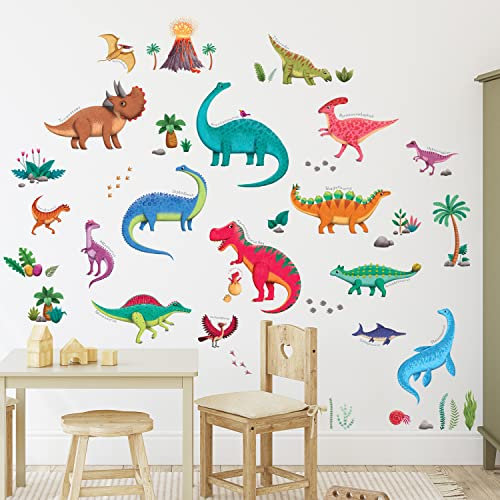 DECOWALL DS9-2115 16 Dinosaurier Wandtattoo Dino Trex Wandsticker Wandaufkleber für Junge Jungenzimmer Kinder Kinderzimmer Schlafzimmer Wanddeko Babyzimmer Wohnzimmer