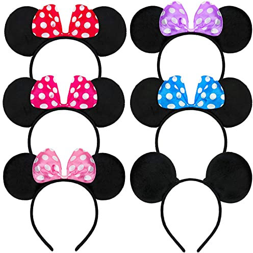 Eterspr 6 Pcs Souris Bandeau, Souris Oreille Bandeau, pour la Mascarade, Fête D'anniversaire, Soirée, Club de Dessin Animé (6 Couleurs)