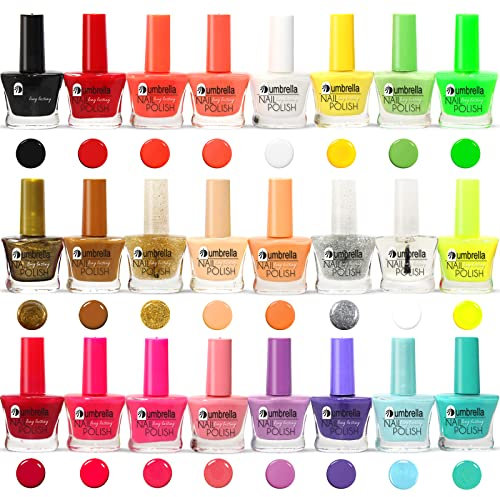 Beauty4Britain 24 x Long Lasting Nail Polish Set 24 Modern Colours 11 ml Advanced Long Wearing Formula Bright Nail Polish Set