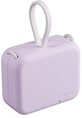 ODGUV Piccolo caricabatterie portatile da 4000 mAh, grazioso cavo integrato per ricarica rapida USB C, batteria esterna ultra compatta per iPhone, Samsung, Google, viola