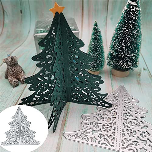3D-Weihnachtsbaum-Stanzformen aus Metall, Motiv: Merry Christmas Tree, Stanzschablonen für DIY, Scrapbooking, Album, dekorative Prägepapier-Stanzformen für Scrapbooking, Kartenherstellung
