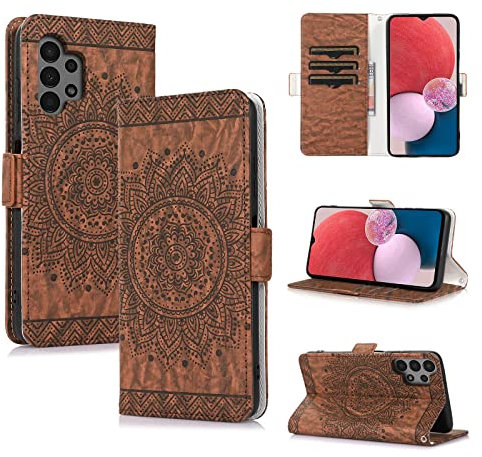 CASAFUNY Handyhülle für Samsung Galaxy A13 Hülle, PU Lederhülle Flip Wallet Case für Samsung A13, Magnetische Schutzhülle mit Kartenfächern Ledertasche Klapphülle für Samsung Galaxy A13, Braun