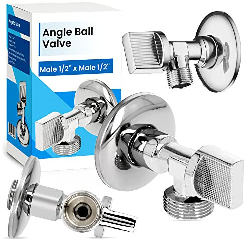 Eckventil Winkel Kugelhahn Absperrhahn Hahn Ventil 1/2 AG x 1/2 AG | Verchromt Messsing Wasseranschluß Korrosionsbeständig Langlebig Waschmaschine Geschirrspüler Eckregulierventil Schraubverschluss