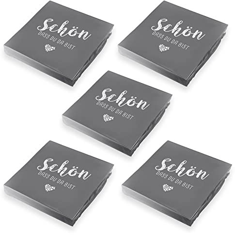 itenga große Servietten Schön dass du da bist aus AIRLAID Linclass - stoffähnlich - 40 x 40cm - für Kommunion Konfirmation Hochzeit Taufe und andere Feiern (60, grau)