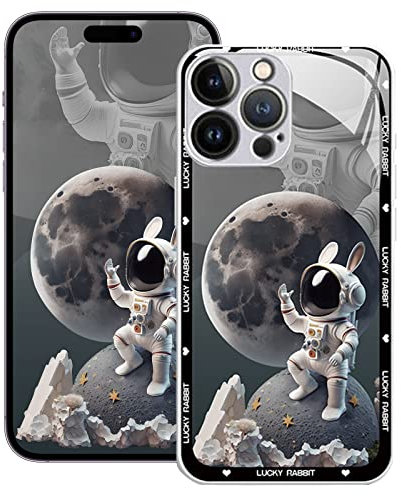 zonyee iPhone 14 Hülle, Anime Astronaut Phone Case mit Kameraschutz für iPhone 14 Fall, Kratzfeste Hartschalenhülle für iPhone 14-Silber