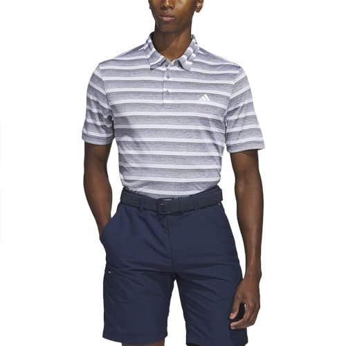 adidas Herren Mens Two Color Stripe Polo Shirt, Grey Three/White, M