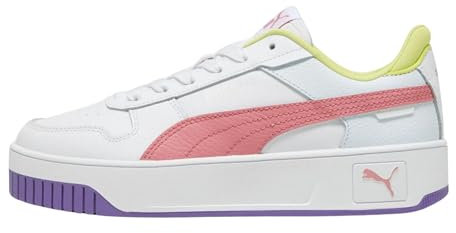 PUMA Carina Street Jr Sneaker, White-Passionfruit Silver, 39 EU
