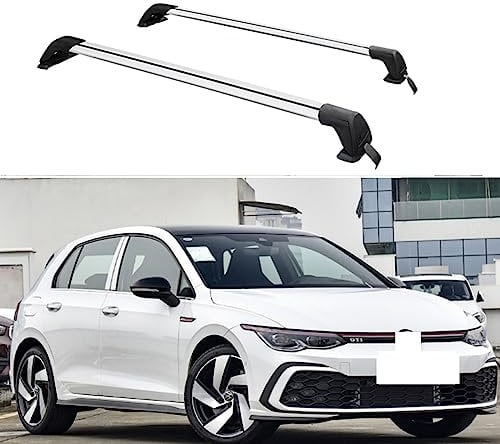 CLSMD Porte-Bagages 2 pièces pour VW Golf 6 7 8 R TDI 2008-2020 Barre de Toit Voiture spécial en Alliage d'aluminium Ceinture Serrure capacité de Charge Rack Cross Rack