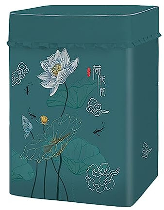 Odot Clásico Funda Lavadora de Carga Superior Funda, Lavadora Exterior Impermeable con Cremallera para Lavadora y Secadora de Carga Superior (Azul Verde,L Capacidad 6.8-8kg)