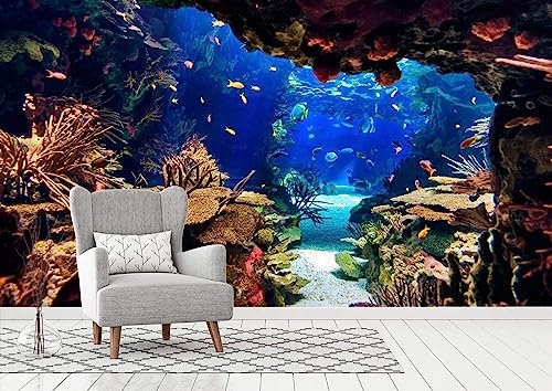 Oedim Fotomurale Vinile da Parete Fondo Marino | Vinile Premium | Fotomurale Vinile Decorativo | 400 x 300 cm | Decorazione Sala da pranzo, Soggiorno, Camere