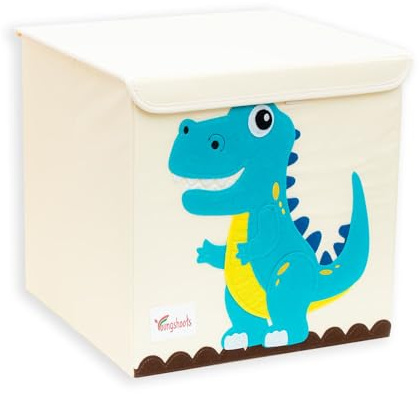 INTIRILIFE Aufbewahrungsbox mit Deckel für Kinder - 35 x 33.5 x 33 cm - Motiv Dinosaurier - Würfel Box Behälter für Spielzeug Decken Kleidung kompatibel mit Kallax Regalen