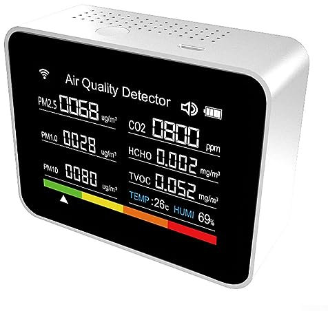 Detector, 13-in-1 Indoor Air Quality Meter WiFi Air Quality Accurate Monitor for Smart for TUYA App Air Quality Tester for Home Office School- White