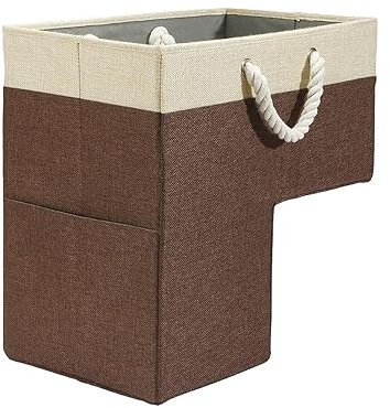 Gralara Cesta Plegable para Escalera, Multiusos, con Asa Portátil, MARRÓN