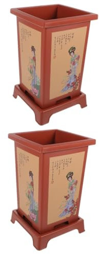 YARNOW Pflanzgefäße 2 Sets Orchideentopf Bonsai-Übertopf Blumentöpfe Mit Ablaufloch Japanischer Übertopf Orchideenhalter Blumentopf Chinesische Kunststoffvasen Gartenpflanztopf Kunstharz