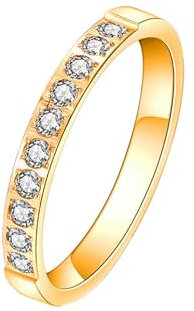 MAGIIE Zirkon Ring Damen Gold,Hochzeitsringe Edelstahl Damen,Jahrestag Vertrauensring Ewigkeitsringe Schmuck (Gold, 57)