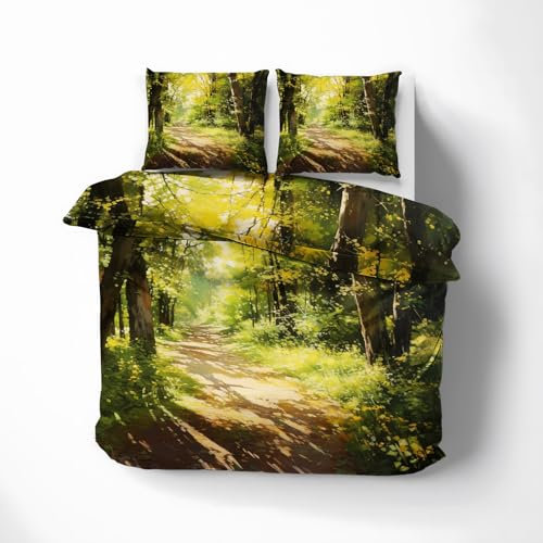 ZDABAOEC Bettwäsche Wald 135x200, Landschaft Wendebettwäsche, Weiche Kuschelige Microfaser Bettbezug 2er Set, 1 Kopfkissenbezug 80x80, mit Reißverschluss