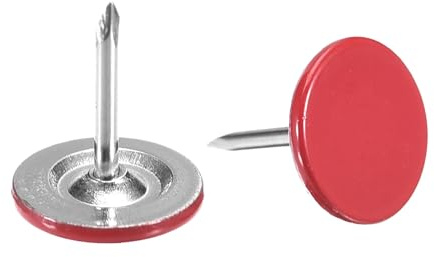 QUARKZMAN 50 Stück Polsternägel 11 mm x 13 mm dekorative Möbelnägel Rot | flacher Kopf, Reißnägel für Möbel, Sofa Kopfteile